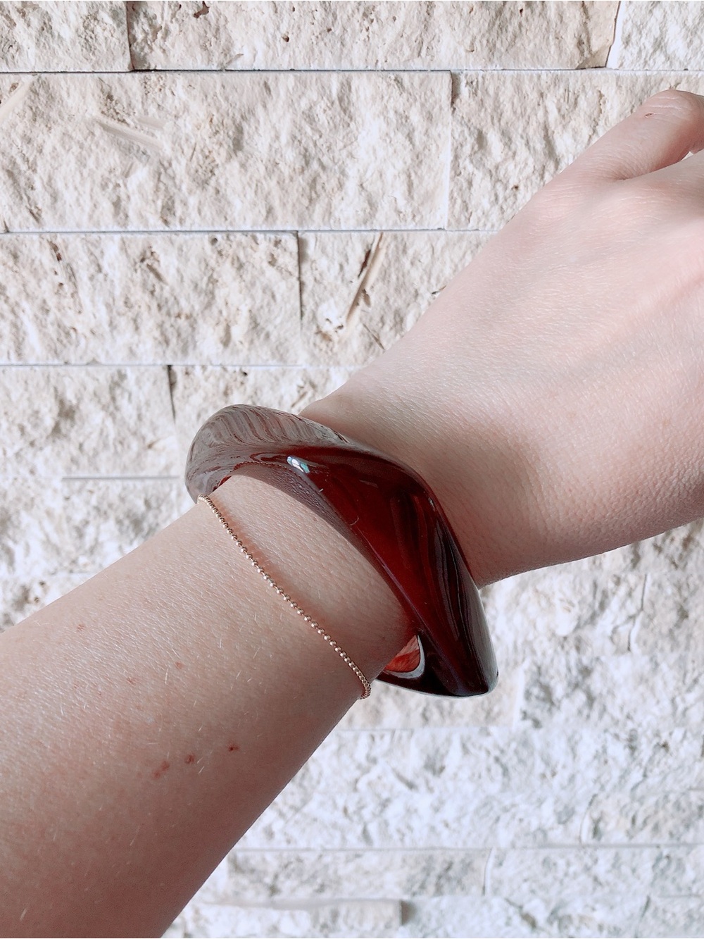 Bangle Bracelet Amber coloured resin chunky jewelry